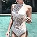 Bikini De Cuello Alto para Mujer Traje De Baño De UNA Pieza De Plumas De Encaje Sexy Traje De Baño De Perspectiva Whitethumb 3