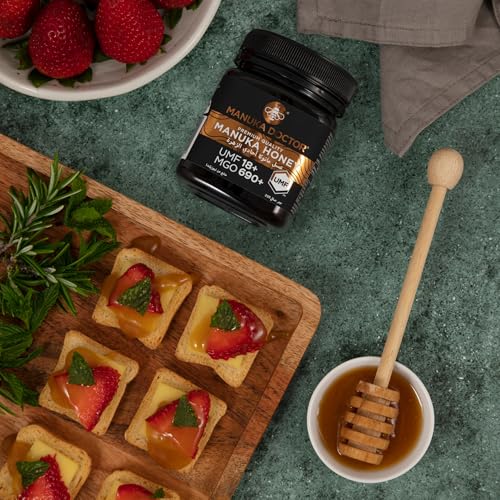 MANUKA DOCTOR - UMF 18+ MGO 690+ Manuka Honey Premium Quality Monofloral. 100% Pure New Zealand Honey. Certified. Guaranteed. RAW. Non-GMO (250g)