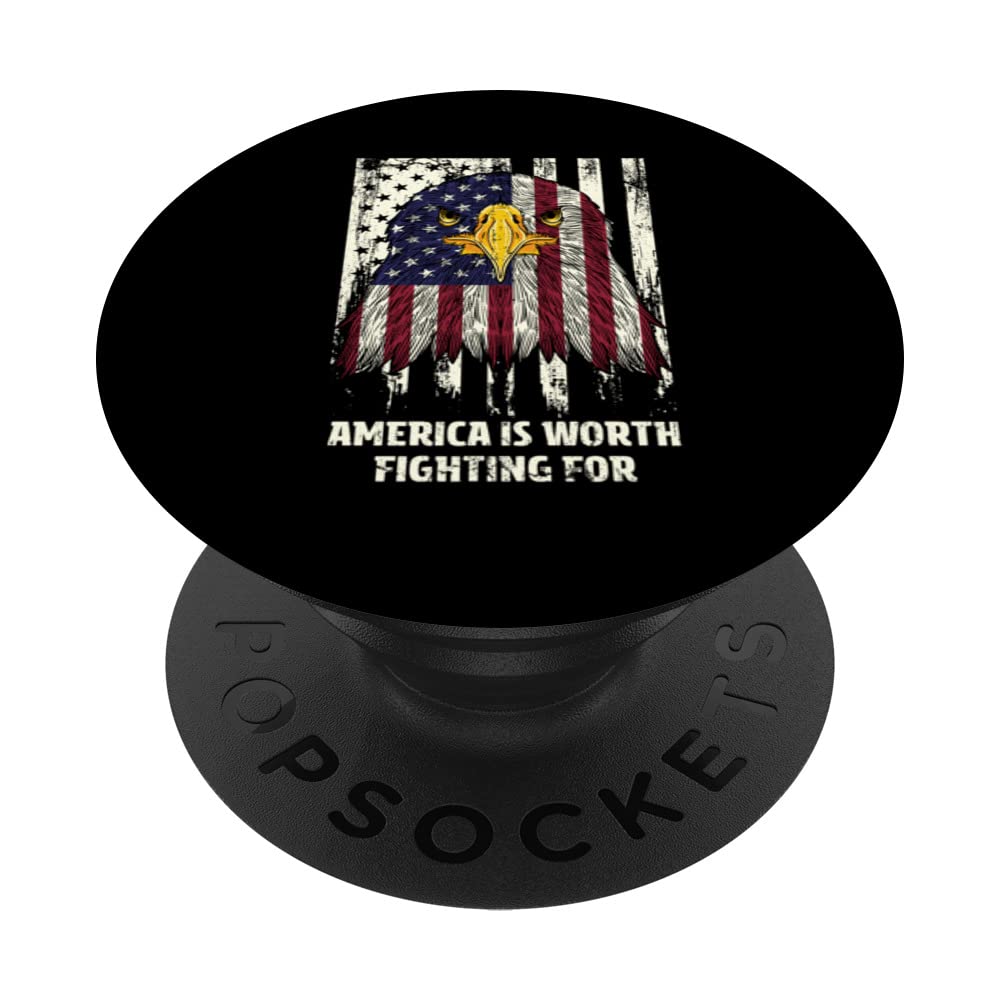 America is Worth Fighting for Patriotic Proud Patriotism PopSockets Swappable PopGrip