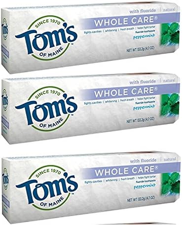 Tom's of Maine Whole Care Fluoride Toothpaste Peppermint 4.7 Oz. (Pack Of 3)