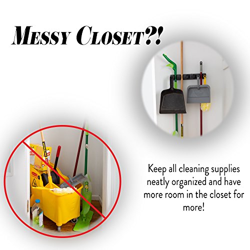 image for Melvado Broom and Mop Wall Mount Storage Holder Organizer – Hooks fo