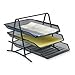 Caveen 3 Tiers Letter Trays Desk Organizer Black Mesh Paper Storage Document Organizer