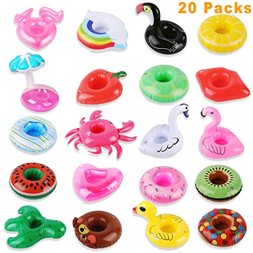 image for HLXY Inflatable Drink Holders 20 Packs Swim Drink Floats Coasters Summ