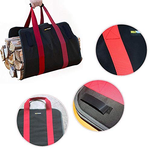 Canvas Log Carrier Bag,Portable Firewood Storage Bag Large Canvas Logging Tote Bag with Free 1 Pair Gloves - Thumbnail 2