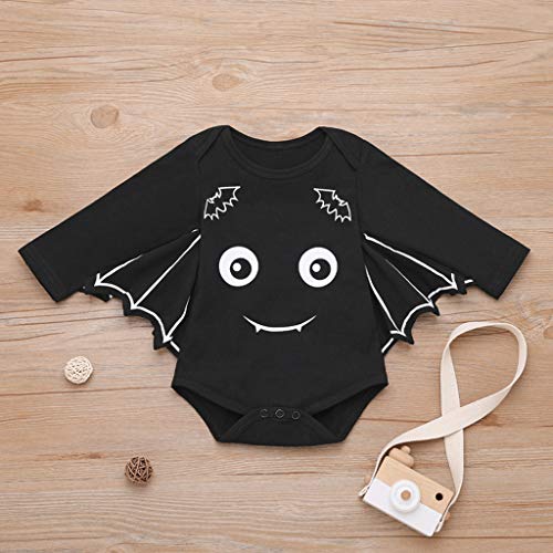 Infant Boys Girls Halloween Bat Wings Romper Tops Hat Cosplay Costume Outfits Set