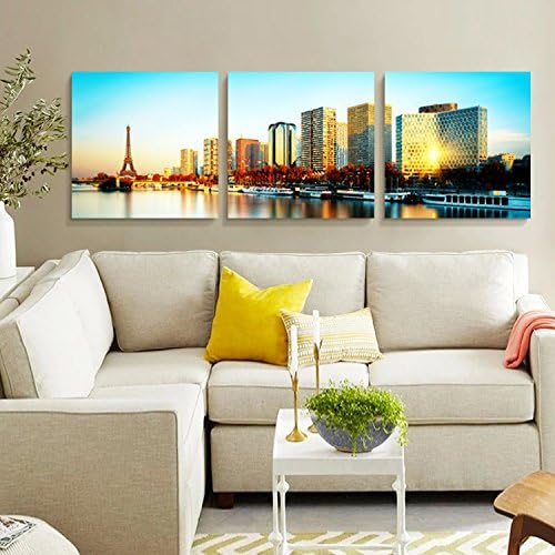 3 Panel Modern Spray Painting Paris Landscape City Building Canvas Painting Picture Wall Art Home Decor For Living Room Framed(With Inner Wood Frame Ready To Hang Directly EMS(6-8 Working Day)XY-J023