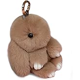 Soft Fluffy Rabbit Keychain Cute Plush Bunny Key Rings Plush Bunny Key Rings Faux Fur Keyring Pompom Keychain Decoration (khaki(18cm))