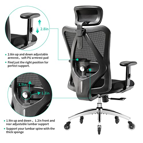 XUER Ergonomic Office Chair, Mesh Computer Desk Chair with Adjustable