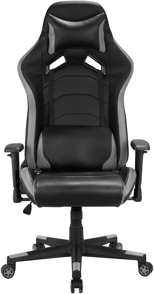 Intimate Wm Heart Racing Chaise De Bureau En Pu Fauteuil Pivotante Ordinateur Gaming Sport Avec Appui Tête Soutien Lombaire Ajustable Gris Noir
