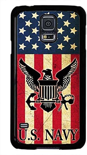 US Navy USN Army Military Logo Flag Rubber Silicon Black Case Cover for Samsung Galaxy S5 by Cases4U (Tm)