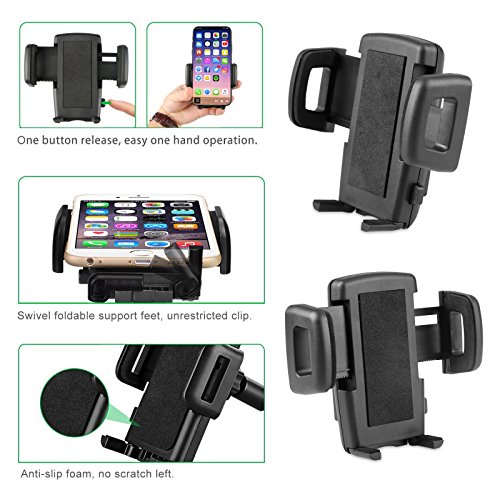Linkstyle Car Mount Phone Holder 2 in 1 Universal 360 Degree Car Air Vent Holder Rear View Mirror Mount Stand Cradle for iPhone X 8 7 7s 6s Samsung Galaxy Note 8 Note 7 S8 LG Huawei Google Nexus GPS - Thumbnail 4