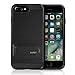 SQRST, All-In-One Drop Proof Vest, Slim Protective Cover, iPhone 7 Plus Case, KickStand, Card Slot, Clear Tempered Glass Screen Protector (0.26mm) - Black
