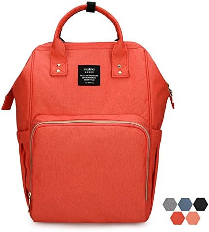 Poliking Diaper Bag Backpack for Baby Care, Multi-Functional Baby Nappy Changing Bag with Insulated Pockets, Waterproof Fabric, Large Capacity (Orange)
