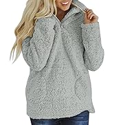 ZESICA Women's Autumn Winter Long Sleeve Zipper Sherpa Fleece Sweatshirt Pullover Jacket Coat