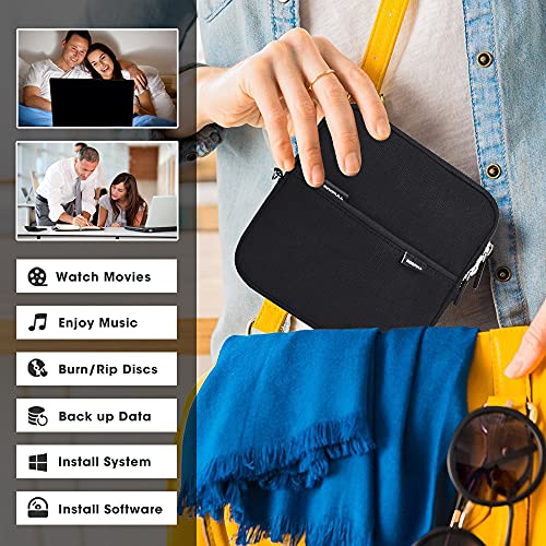 Roofull External Cd Dvd Rw Drive Usb 3 0 Type C Portable Cd Dvd Rom Optical Drive Player Reader Writer Burner With Protective Carrying Case For Mac Macbook Pro Air Imac Windows 10 Laptop Desktop