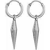 HZMAN Stainless Steel Gothic Punk Drop Earrings for Men Women