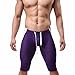 FEESHOW Men's Workout Gym Sports Fitness Running Tights Shorts Pants (Purple, M)