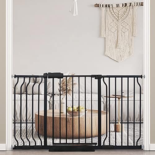 BELABB Extra Wide Baby Gate Tension Indoor Safety Gates Black Metal