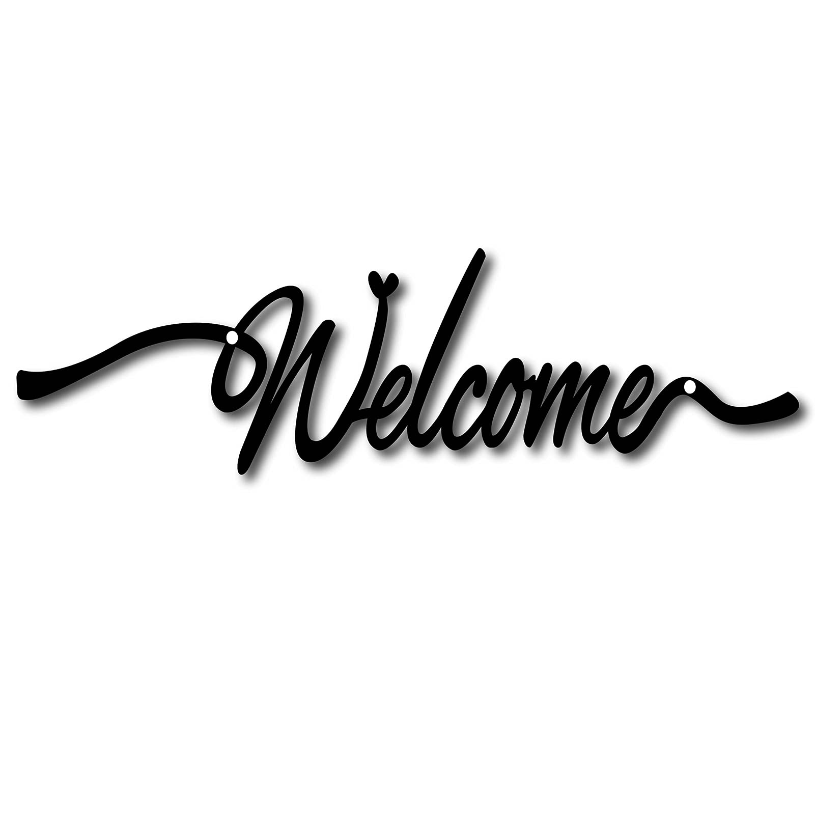 CREATCABIN Metal Welcome Sign Wall Art Decor Rustic Letter Signs Black Hanging Word Cutout Decoration for Christmas Home Decoration Indoor Outdoorart Living Room Aesthetic Bedroom Decor 4x12.4Inch