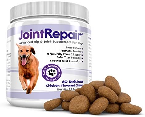 Joint Repair Advanced Hip & Joint Supplement for All Dogs. Naturally Relieves Arthritis, Pain & Inflammation. Extra Strength Chews: Glucosamine, Chondroitin, MSM, Turmeric & Omega 3. Made in USA