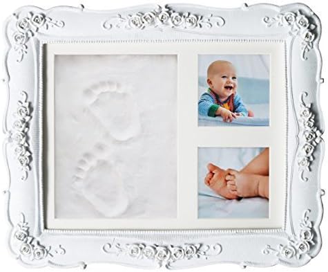 Unique Victorian Baby Handprint Footprint Clay DIY Kit I Gift for Newborn Girl Boy I Shower Registry Gift for New Mom Dad Parents or Nursery Wall Maternity Keepsake Picture Frame