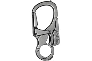 Ahiller 3" Carabiner Keychain Clip, Rugged Alloy Double Lock Design - Tungsten Steel Spike - Multi Tool Caribina, Small Key R
