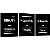 Motivational Affirmation Wall Art Inspirational Poster Prints Encourage Office Wall Decor Art Prints Black Pictures Painting Stretched and Framed Ready to Hang for Living Room Bedroom (36" Wx16 H)
