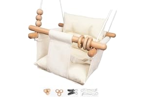 Tislly Baby Swing Outdoor Indoor Toddler Swing Seat with Safety Belt, Canvas Hanging Swings Outside Tree Swing Great Gift for Baby Boys Girls Kids Lovers