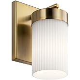 Kichler Ciona 9 inch 1 Light Wall Sconce with Round Ribbed Glass in Brushed Natural Brass