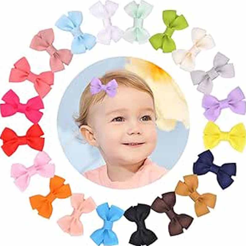 VNEWSCHI Baby Girls Hair Clips - 20 Pcs Mini Bows & Alligator Clips - Multicolor - Unisex - Size: 1.97 Inch/5CM - Pack of 1