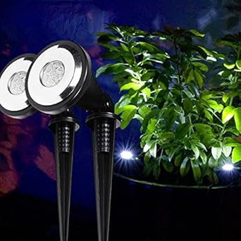 2er Set Solar Spotlight mit weißen LEDs Solar LED Strahler Lights4fun