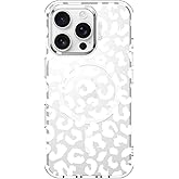 MOSNOVO Case for iPhone 16 Pro, [Compatible with Magsafe] [Buffertech 6.6ft Military-Grade Drop Protection] [Anti Peel Off Tech] Clear Phone Case Design - White Leopard Print