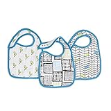 aden + anais Snap Bib, 100% Cotton Muslin, Soft Absorbent 3 Layers, Adjustable, 9” X 13”, 3 Pack, Whiz Kid
