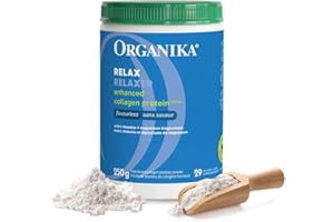 Organika Enhanced Collagen Relax Powder with Magnesium Bisglycinate and L-Theanine- Provides Calming Effect, Aids in Sleep, S