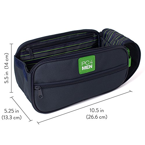 PC4Men Essential Travel Toiletry Bag for Men, Nylon Dopp Kit, Grooming and Toiletry Organizer, Multi-Compartments for Shaving Accessories and Personal Items, Dark Blue