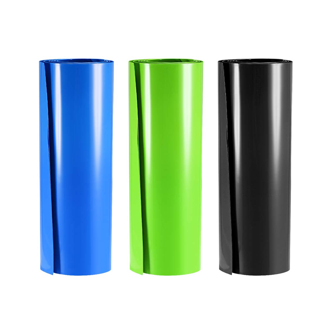 sourcing map Battery Wrap, 210mm Flat Width 133mm Dia 1m PVC Heat Shrink Tube Wraps for Big Battery Pack Blue&Black&Green 3pcs
