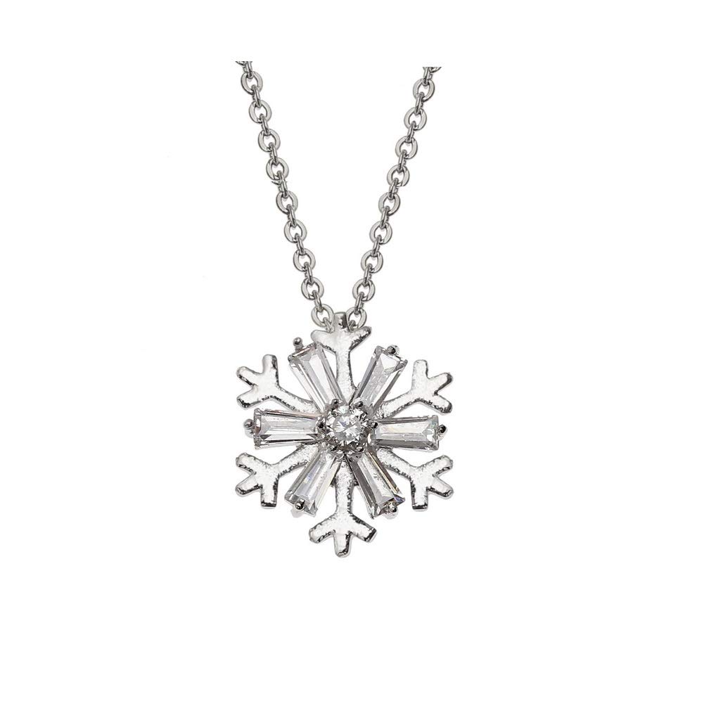 BellaMira Lifestyle Accessories Snowflake Winter Necklace Brooch Stud Earrings Jewellery with Abalone Shell in Gift Box (Snowflakes Crystal Necklace)