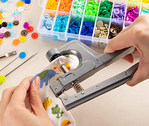 Snap Fastener Kit - 408 Sets of T5 Plastic Snap Buttons with Snap Pliers and Installation Tools for Craft, 24 Assorted Colors, 1/2 Inch Cap Diameter