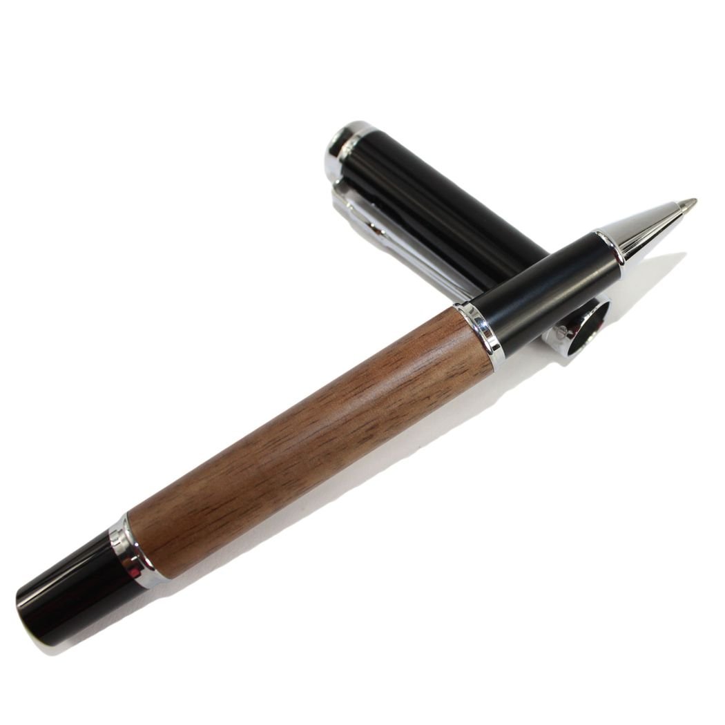 Gullor Noble Jinhao 8802 Brown wood rollerball pen with black cap
