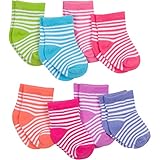 Gerber Baby Girls' 8 Pack Snug-Fit Sock, Stripes, 6-12 Months