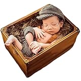 Baby Photography Props Newborn Boy Photo Shoot Outfits Infant Gentleman Suit Lattice Rompers Hats (Coffee)