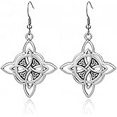 Witch Knot Earrings, Lucky Celtic Knot with Trinity Triquetra Drop Dangle Earrings, Witch Jewelry Accessories for Women