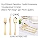 bUCLA 25 Guest Clear Gold Plastic Plates with Disposable Silverware, Hammered Design Tableware include 25 Dinner&25 Salad Plates,25 Forks, 25 Knives, 25 Spoons