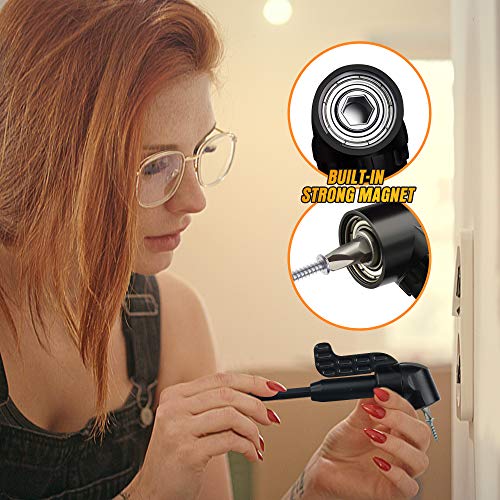 JelBo Adaptateur de perceuse à angle droit 105 °, fixation de perceuses à angle droit à tige hexagonale 1/4\