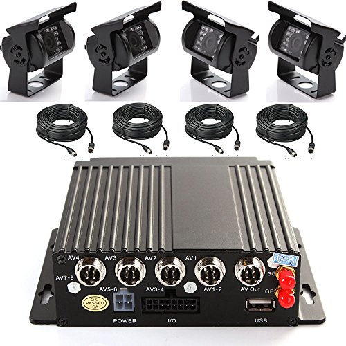 Wen&Cheng 4CH Mobile AHD DVR 3G GPS Realtime Video/Audio Recorder with Remote Control + 4 pcs Waterproof 18 IR LED HD Camera + 4pcs Cables Surveillance Kit for Car Bus Truck Security