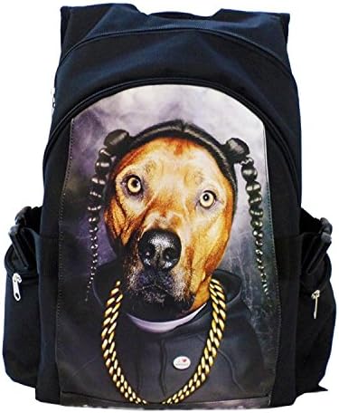 DSOS Blck Gold Pets Rock Rap Kids Backpack, 18" Animal Pattern Adjustable Strap