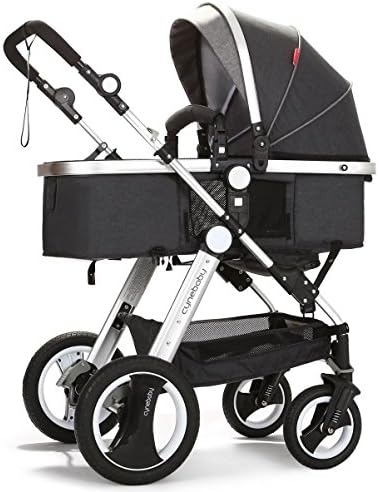 cynebaby Infant Toddler Baby Stroller Carriage Compact Pram Strollers add Tray (Black)