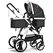 cynebaby Infant Toddler Baby Stroller Carriage Compact Pram Strollers add Tray (Black)
