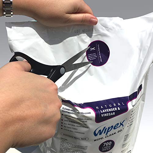 Wipex Gym & Fitness Wipes Refill Pack 700 Large Natural Wipes With Vinegar & Lavender Oil (1 Refill)