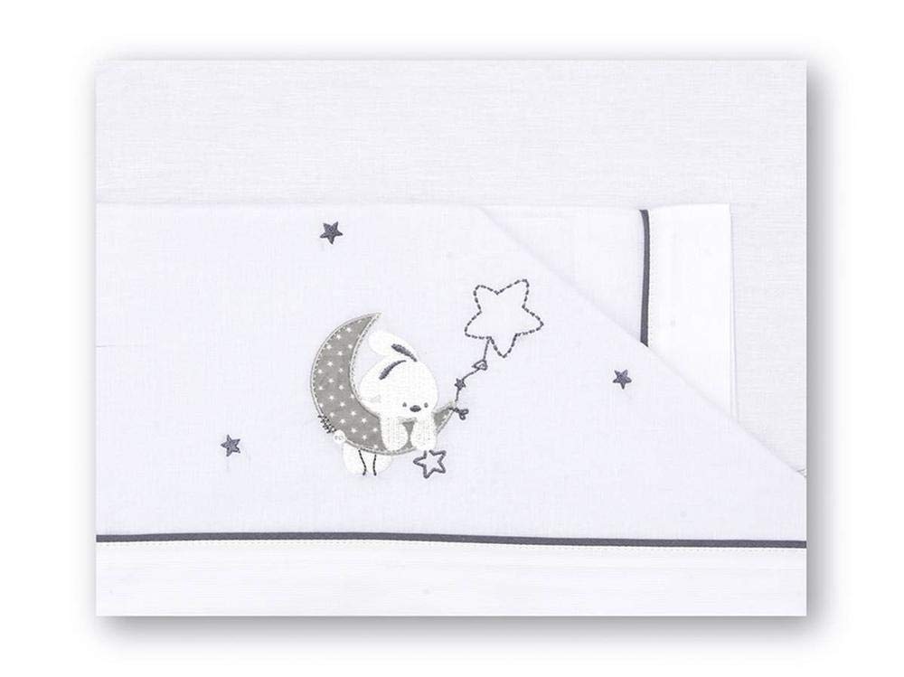 pirulos Luna Bed Linen Flannelette Cot Bed, Grey